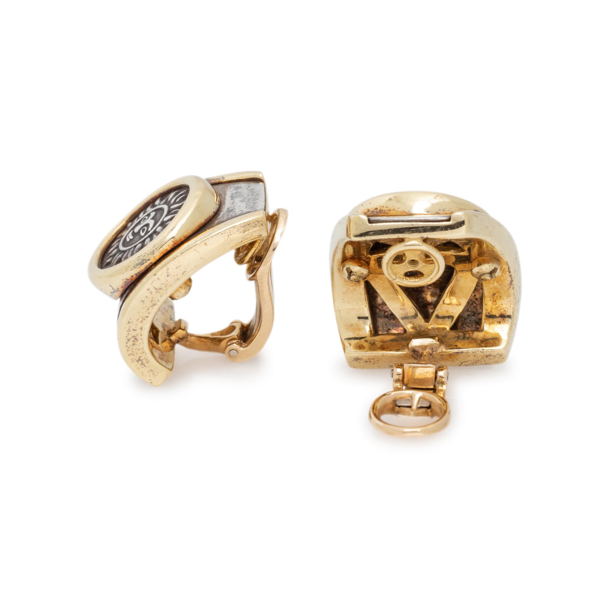 YELLOW GOLD AND SILVER EARCLIPS
