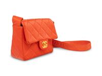 Chanel Quilted Crossbody Bag in Coral Lambskin