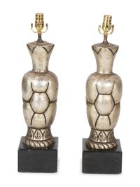 A Pair of Silvered Lamps — 20TH CENTURY