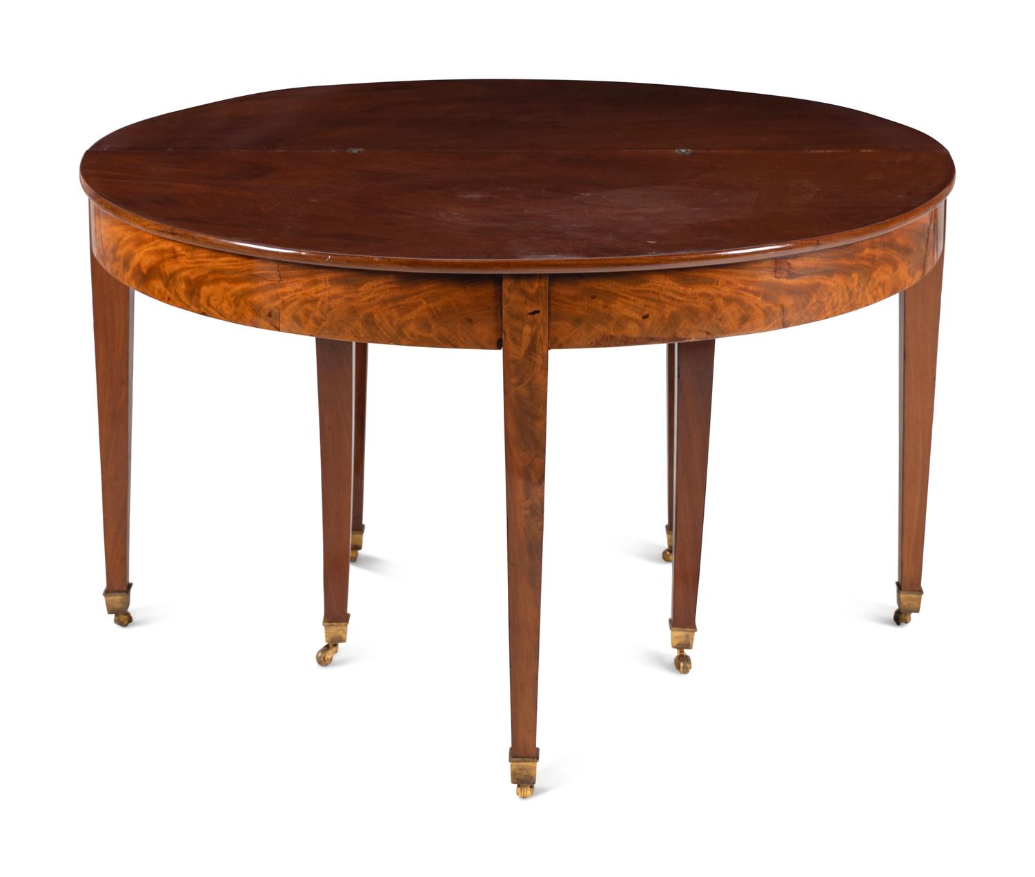 A George III Style Mahogany Demilune Extension Dining Table