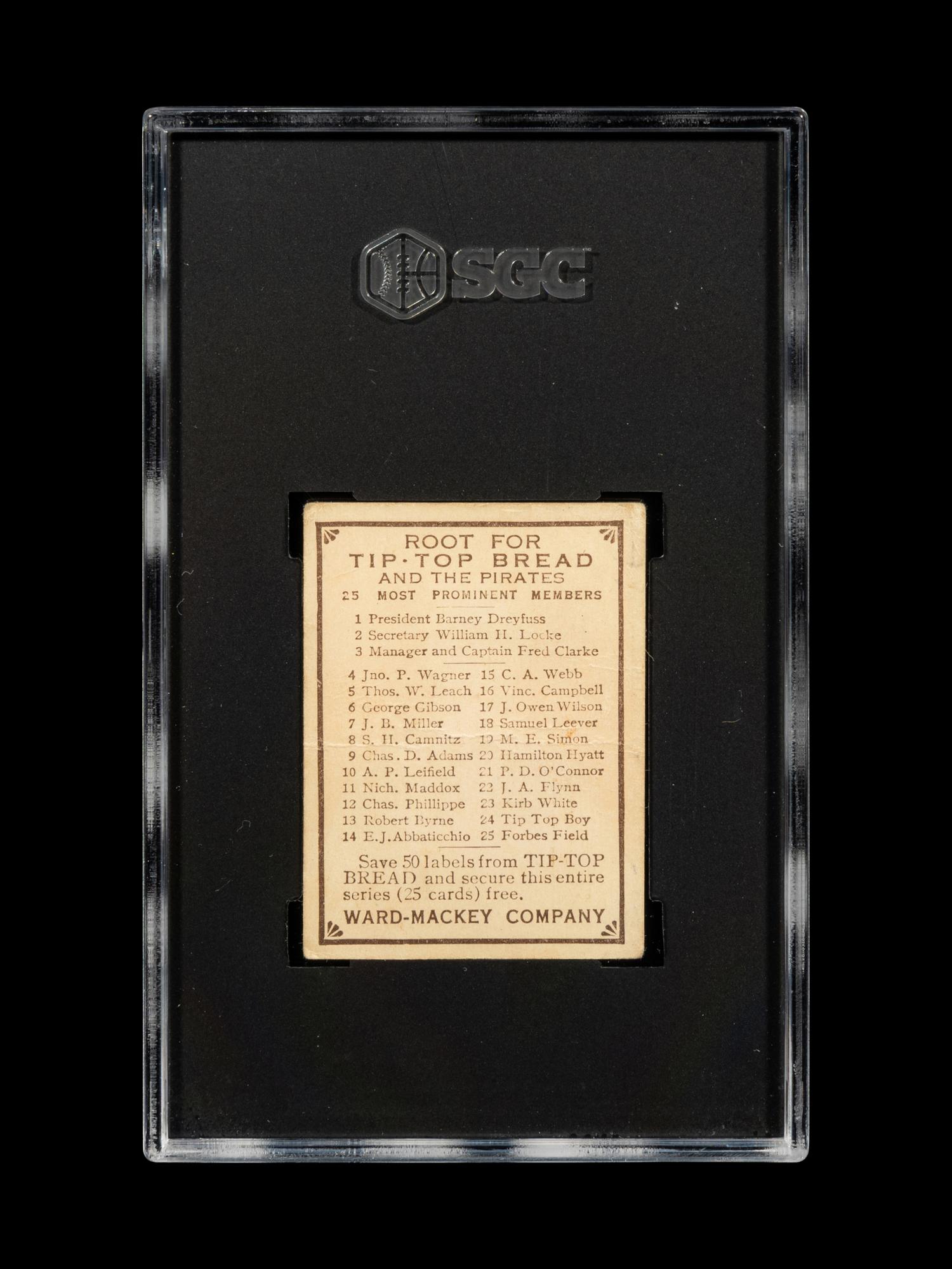 A 1910 Tip Top Bread Kirby White Baseball Card (SGC 1)