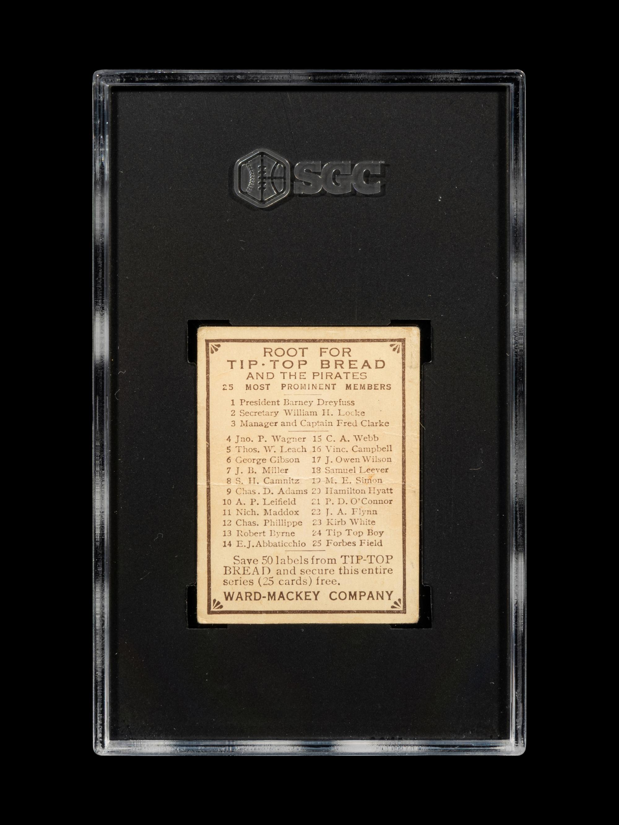 A 1910 Tip Top Bread Kirby White Baseball Card (SGC 1)