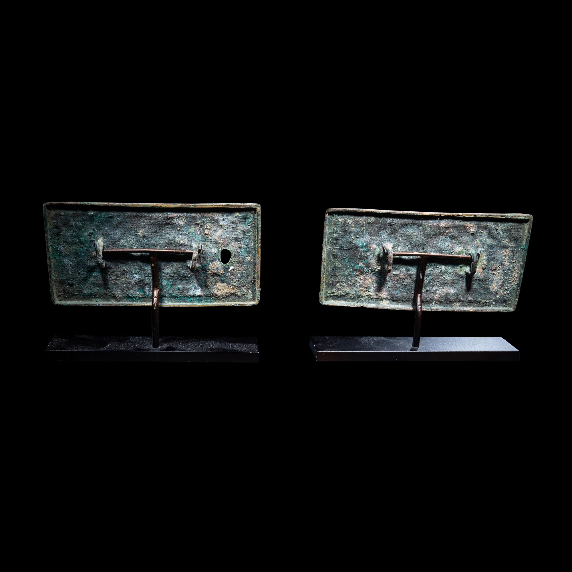 A Pair of Eurasian Gilt-Bronze Plaques