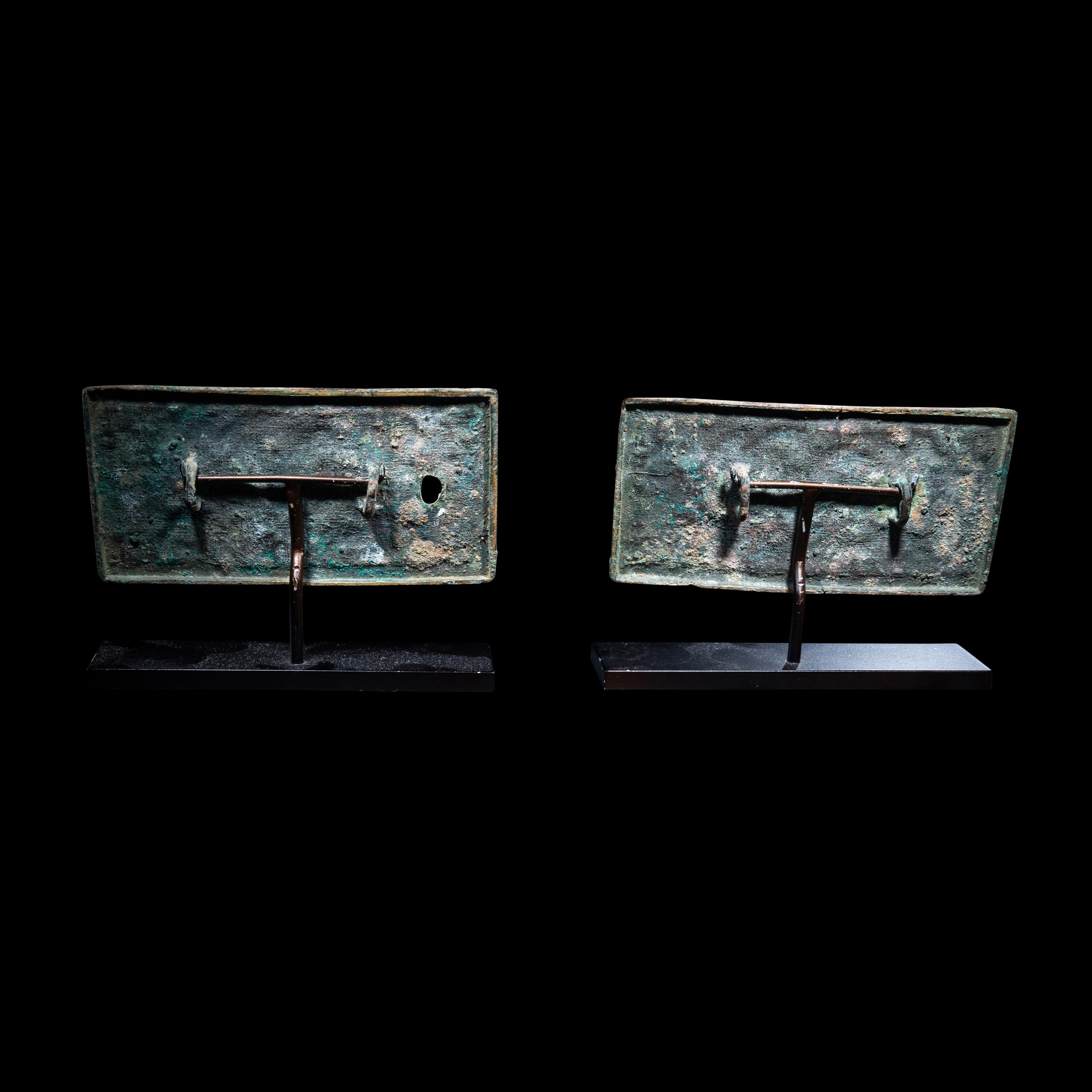 A Pair of Eurasian Gilt-Bronze Plaques