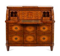 An Italian Louis XVI Style Marquetry Cylinder Bureau