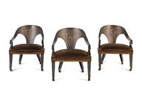 A Set of Three Contemporary Chinoiserie Decorated Dining Chairs