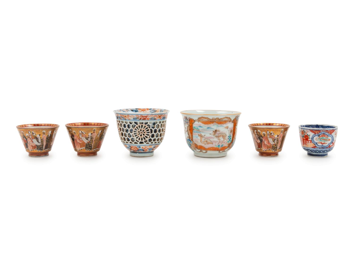 A Group of Six Japanese Porcelain Wine Cups