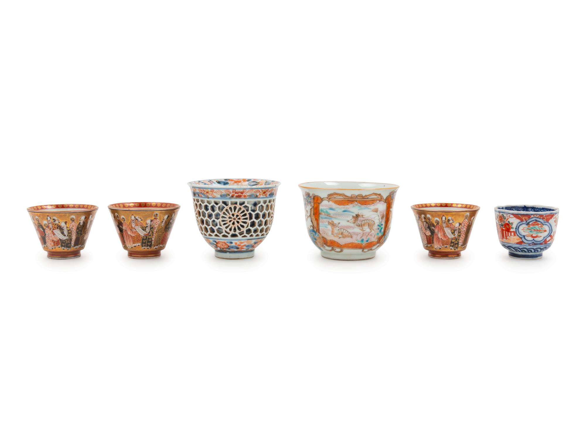 A Group of Six Japanese Porcelain Wine Cups