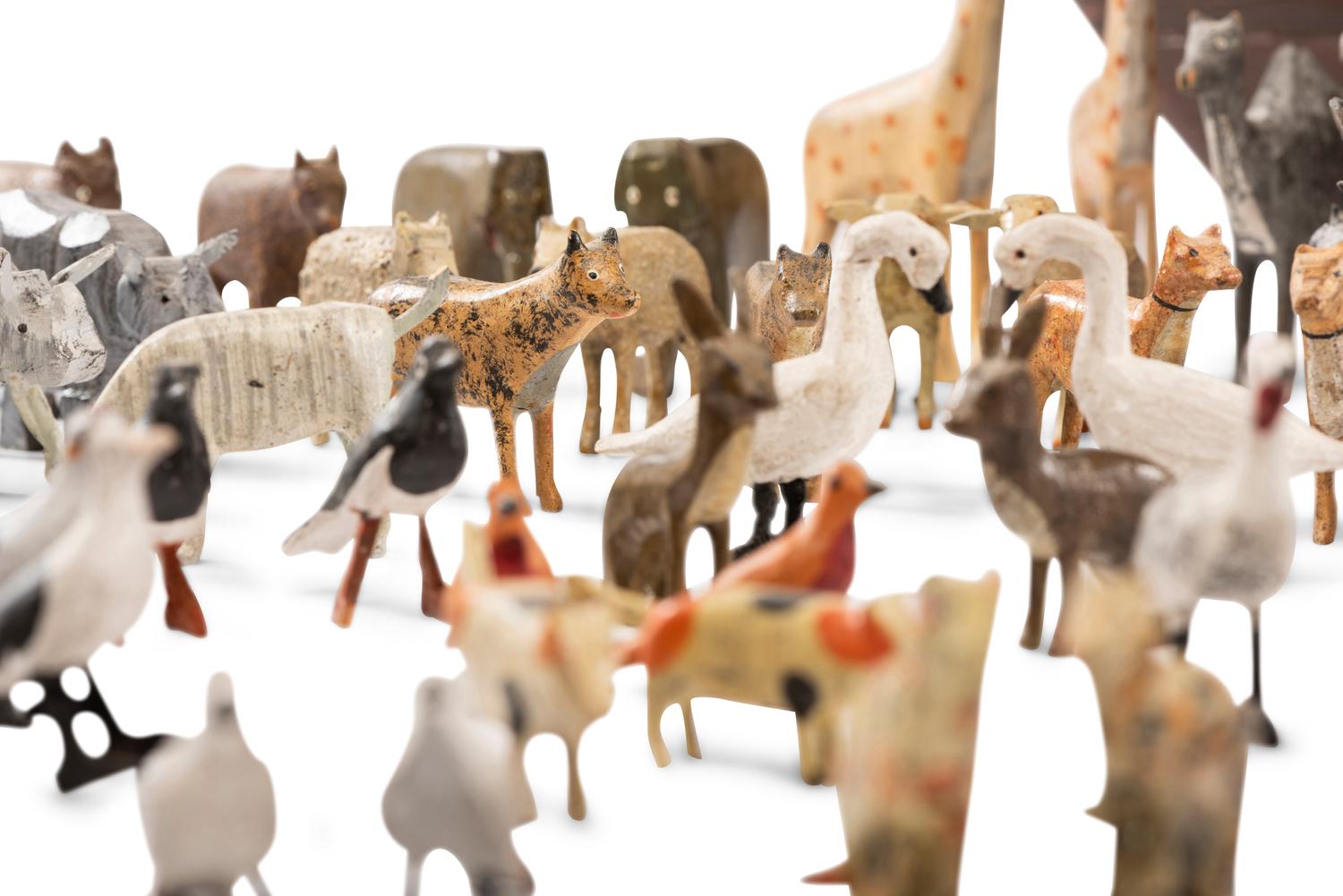 A Large Noah’s Ark with Lift-Off Cover and Large Number of Paired Animals