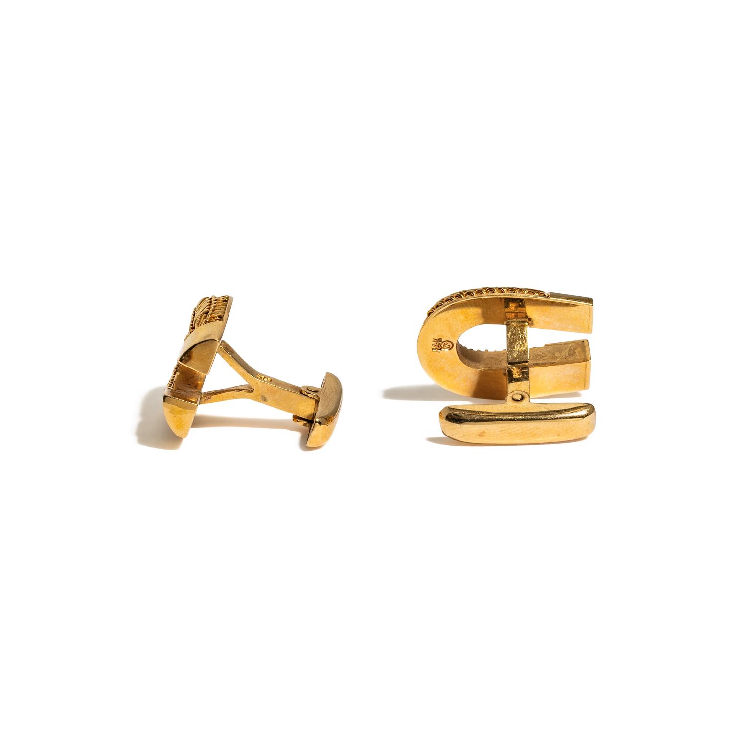 YELLOW GOLD HORSESHOE CUFFLINKS