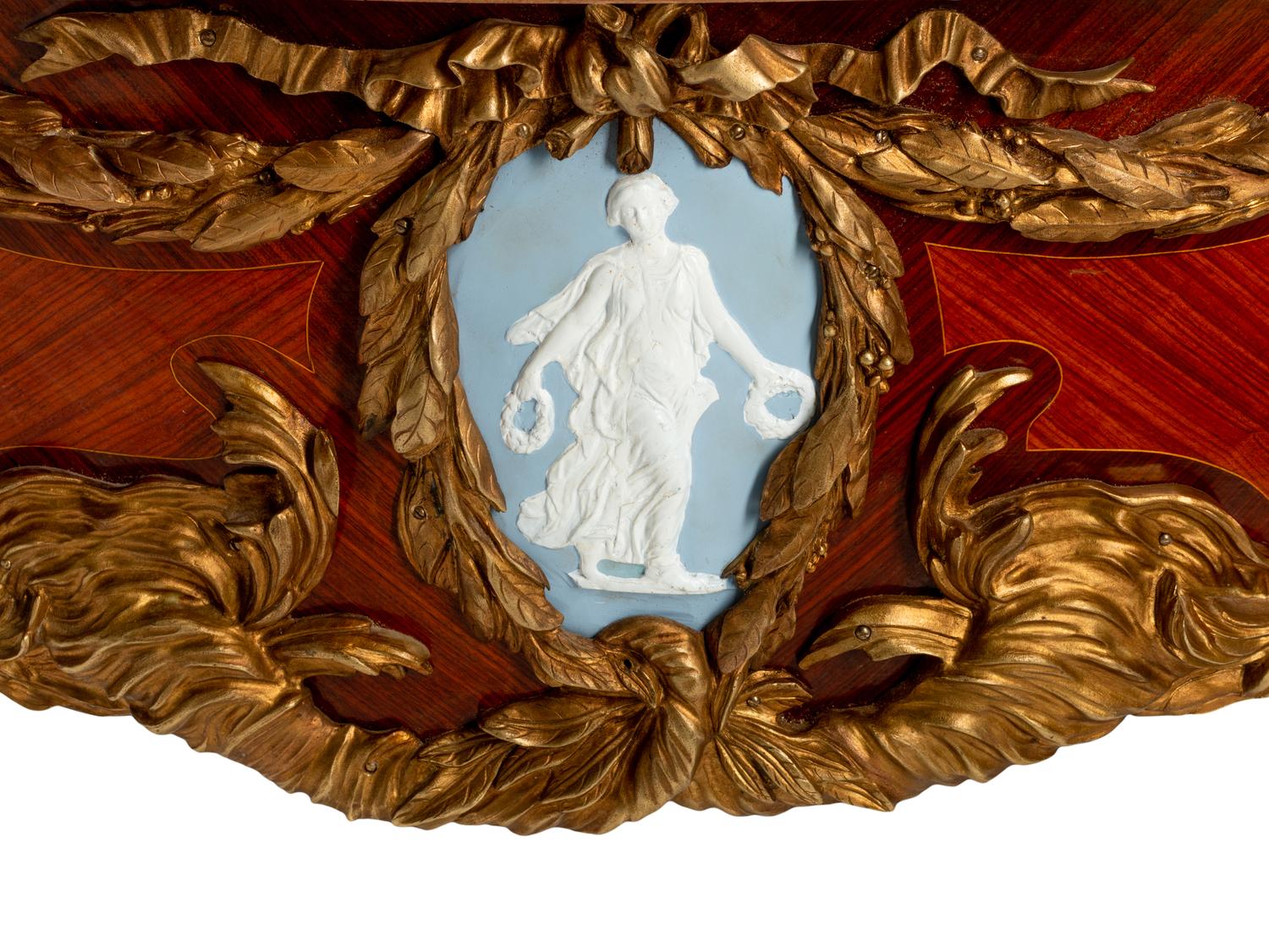 A Louis XV Style Gilt Bronze Mounted Kingwood and Plaque-Inset Bureau Plat