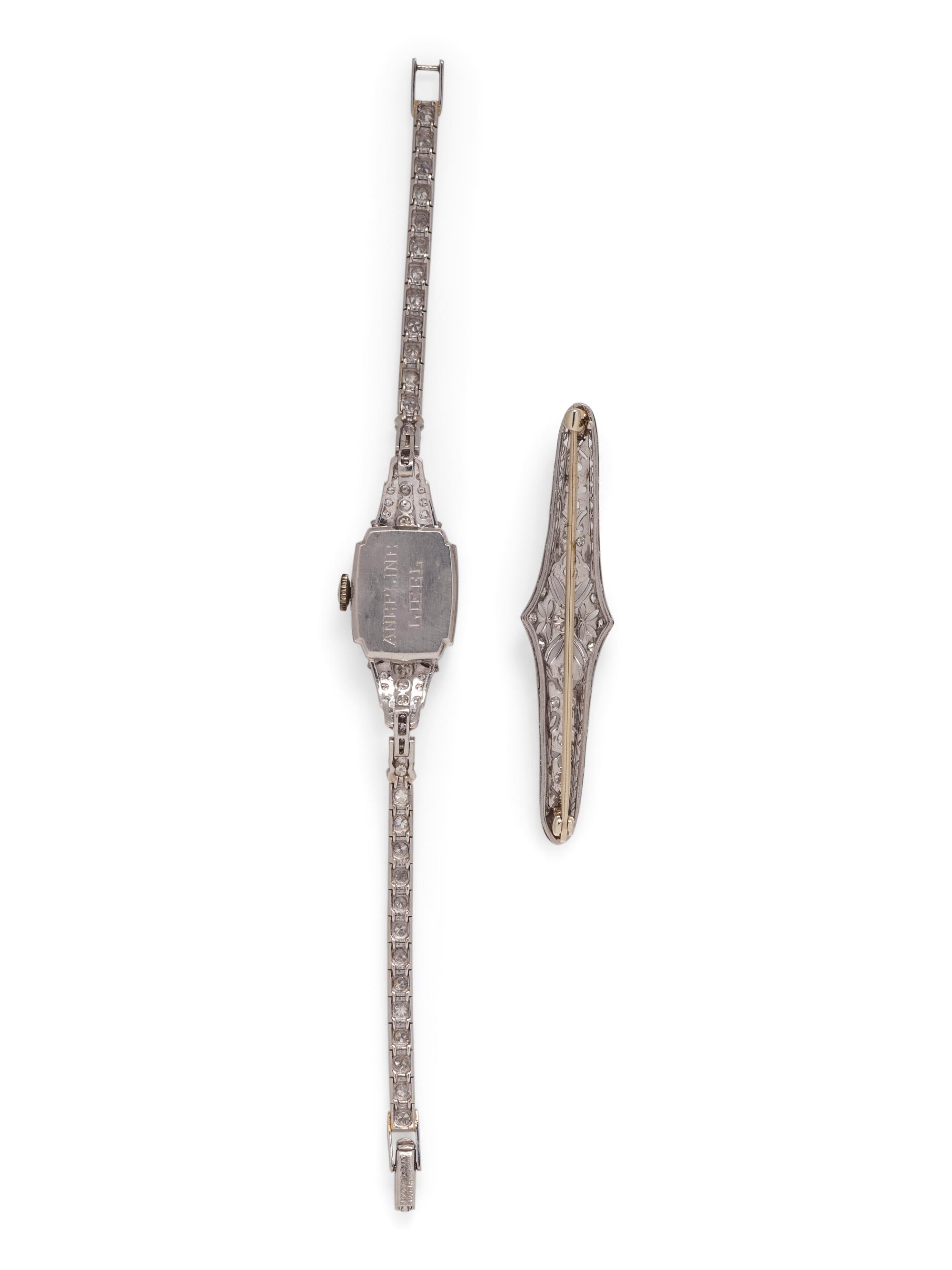 COLLECTION OF PLATINUM AND DIAMOND JEWELRY
