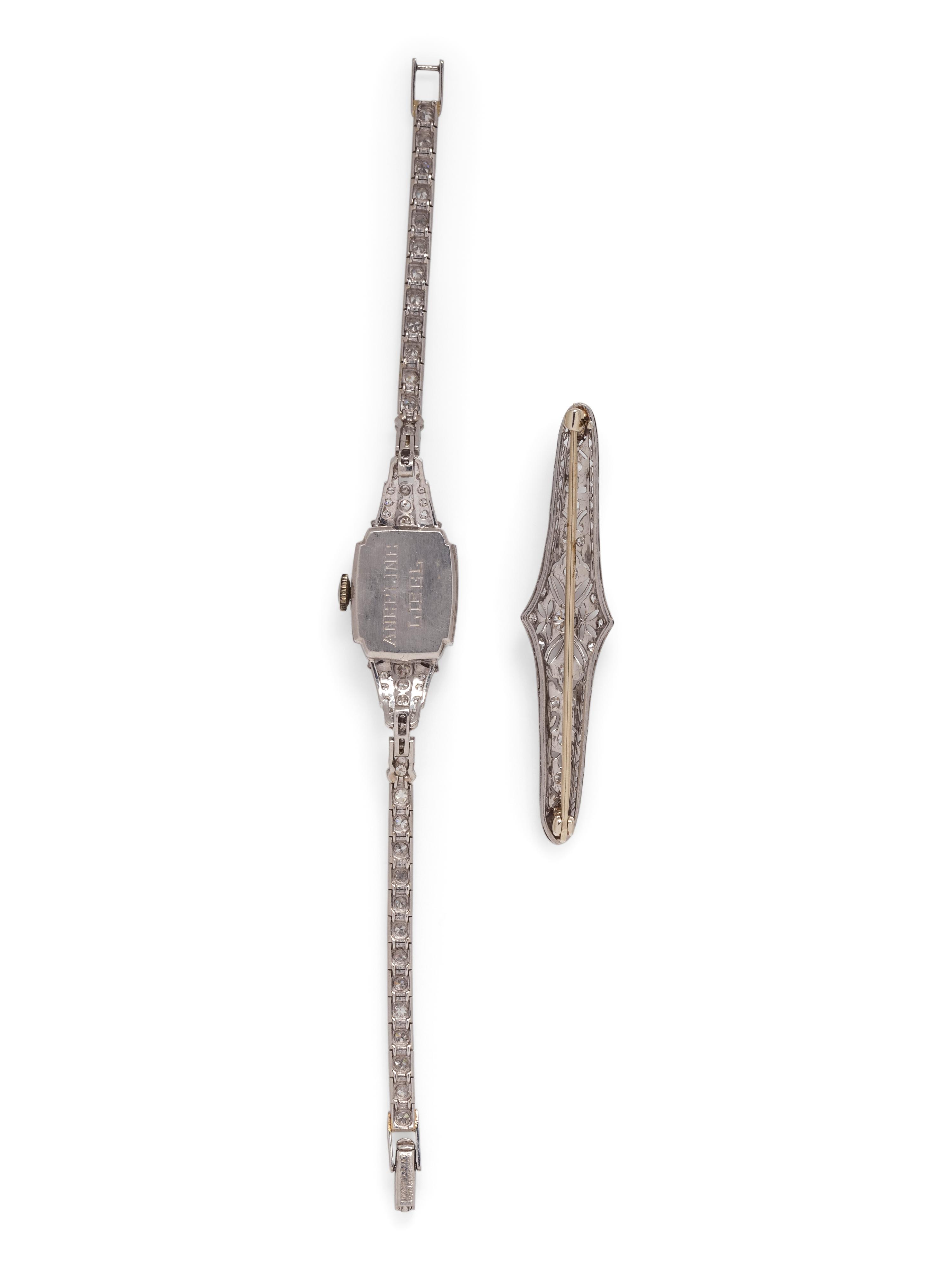 COLLECTION OF PLATINUM AND DIAMOND JEWELRY