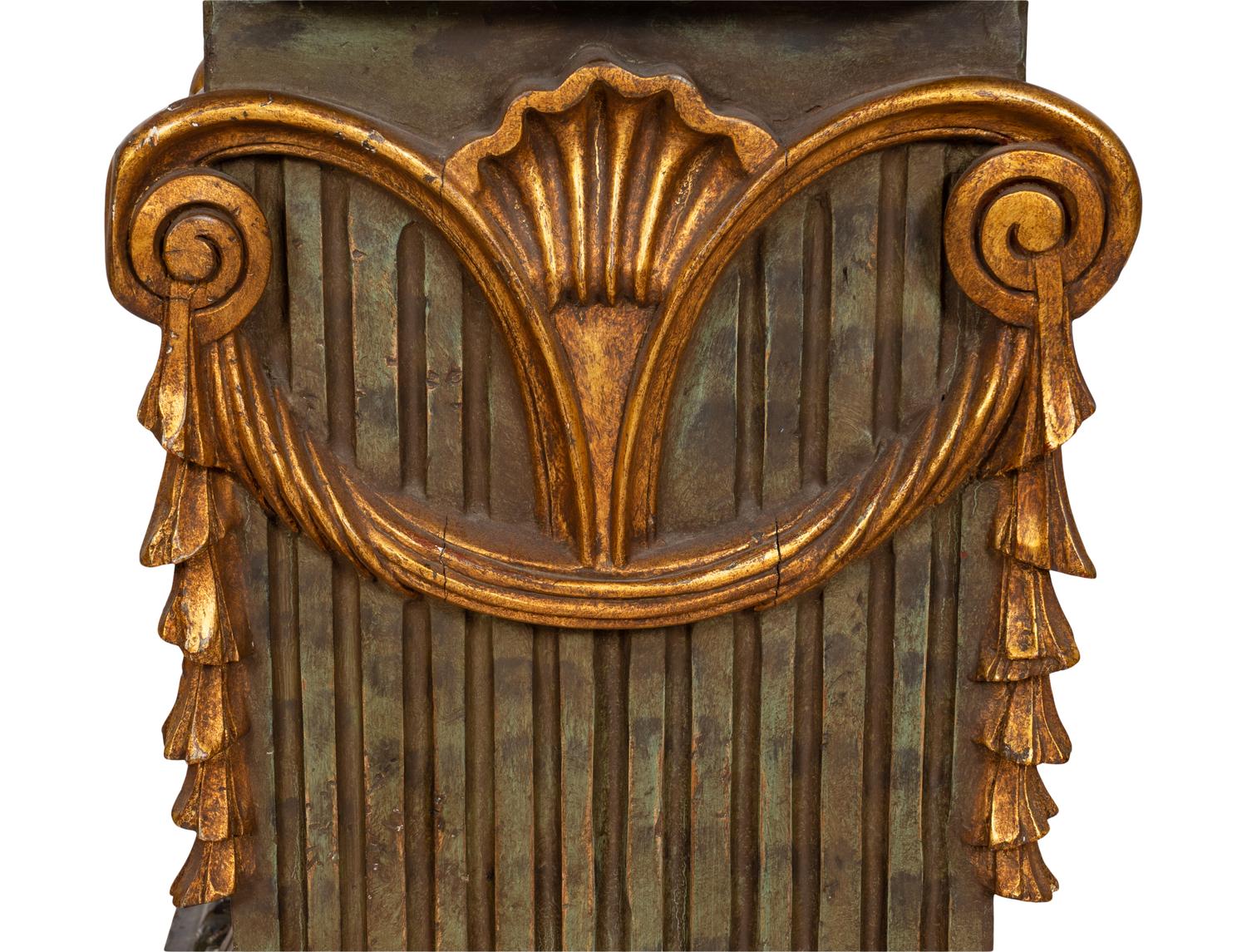 A Pair of Large Italian Polychrome and Giltwood Pedestals