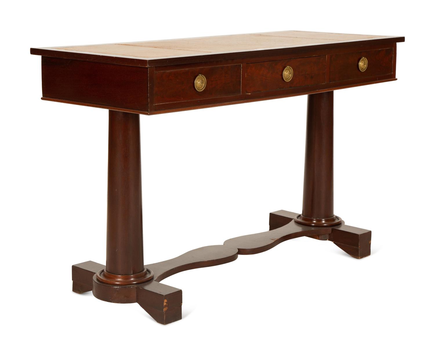 A Victorian Two-Pedestal Mahogany Writing Table