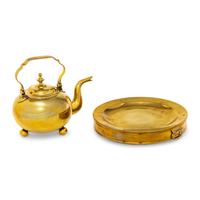 An English Brass Kettle and Chafing Dish