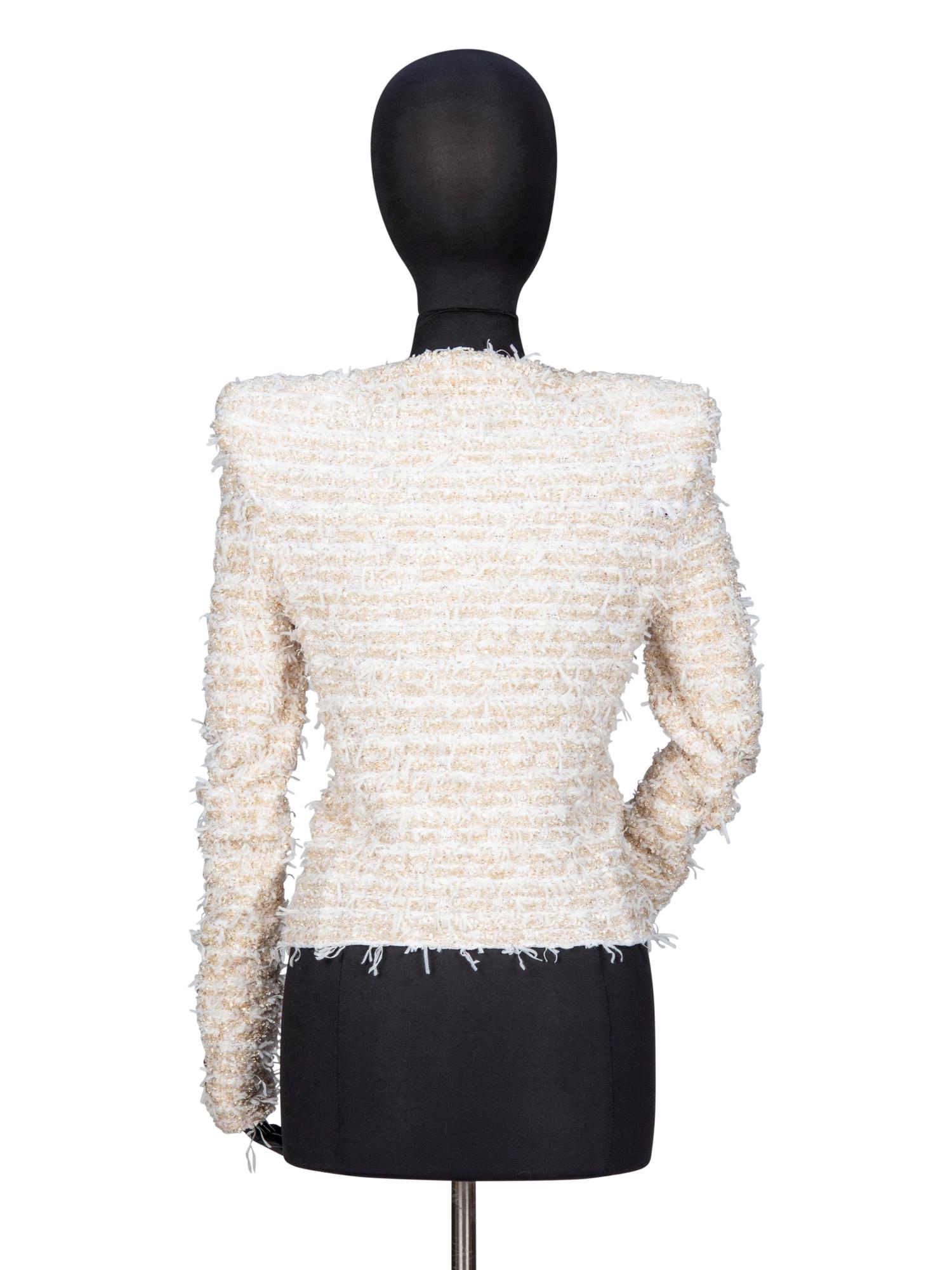 BALMAIN, KNIT EYELASH TWEED CARDIGAN JACKET