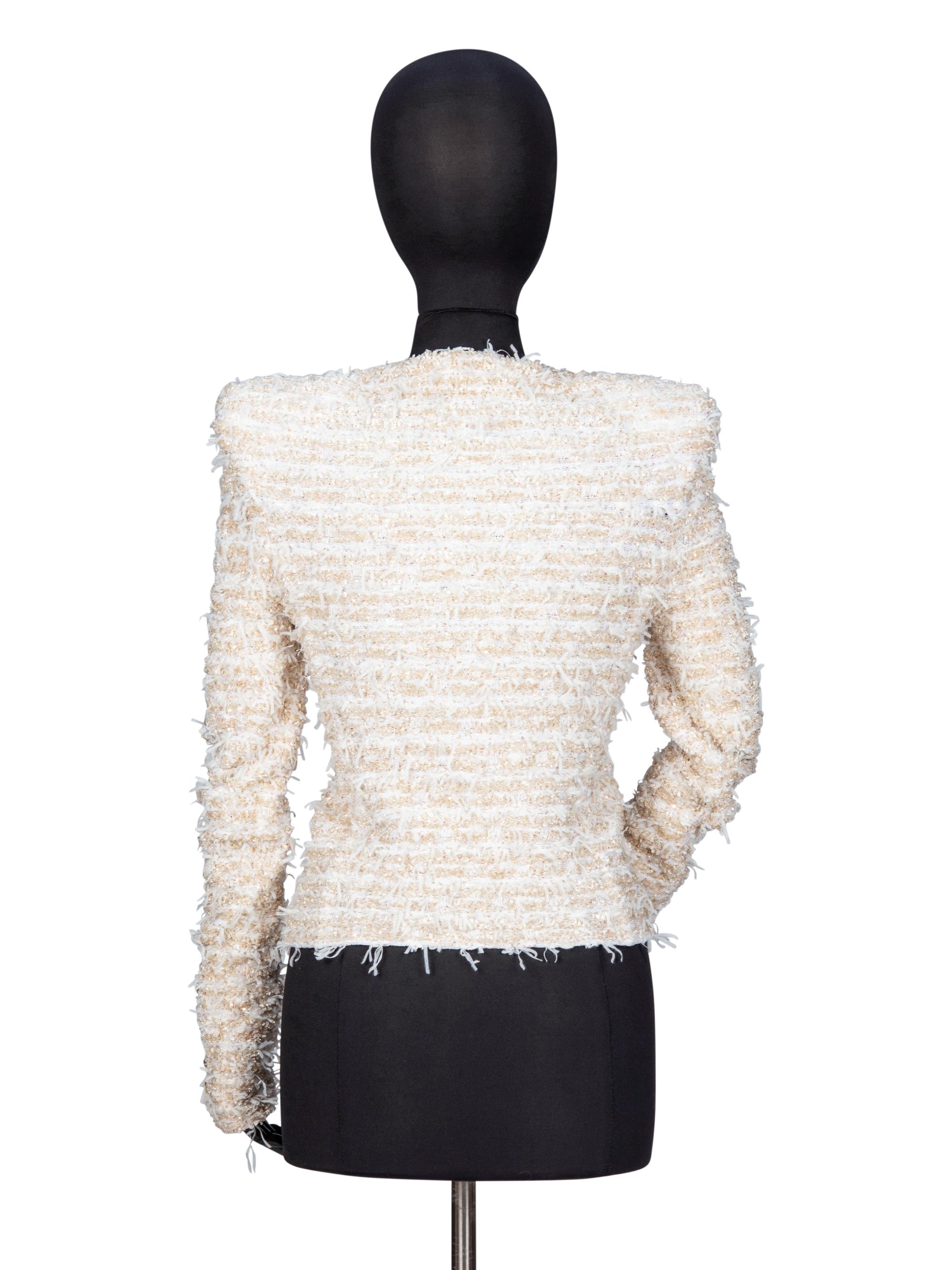 BALMAIN, KNIT EYELASH TWEED CARDIGAN JACKET