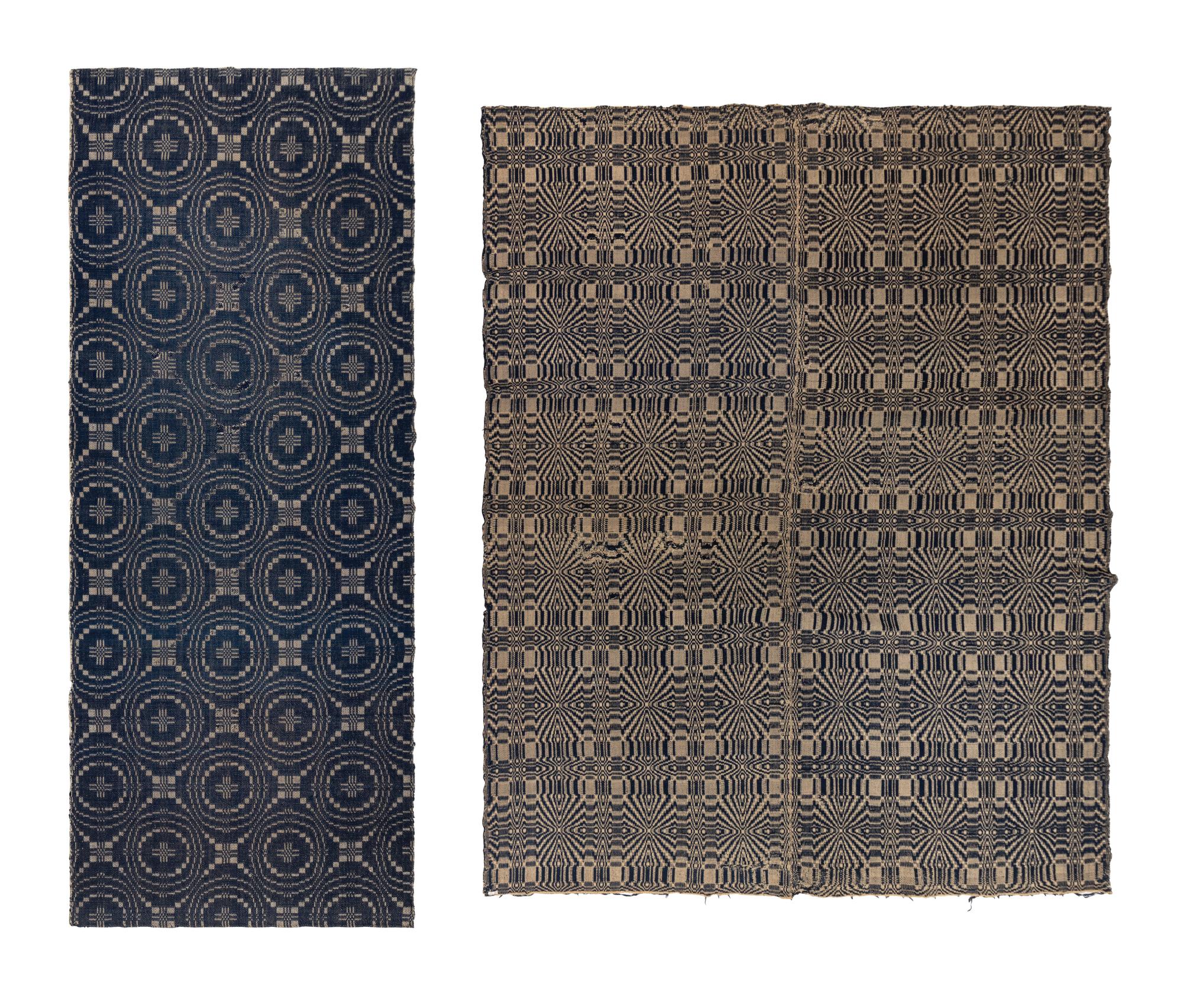 Two Cotton and Wool Jacquard Coverlets