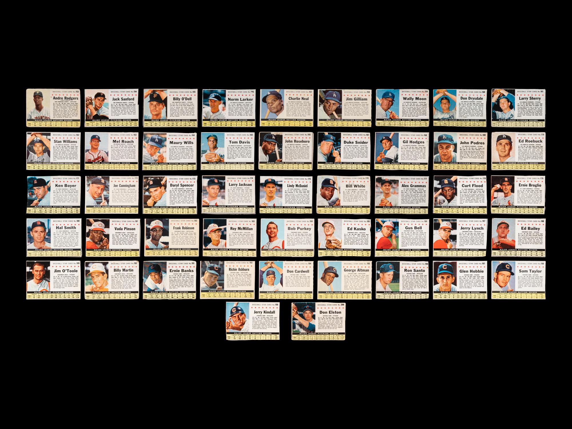A Near Set of 1961 Post Cereal Baseball Cards (197/200) Including Mickey Mantle and Multiple Hall of Famers