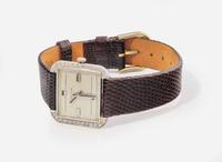A Ladies 14K White Gold and Diamond Croton Watch