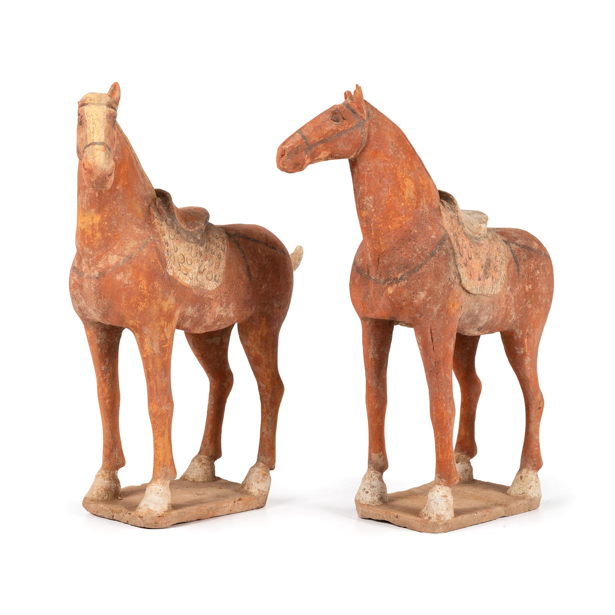A Pair of Chinese Terracotta Horses