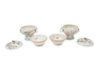 A Pair of Chinese Famille Rose Porcelain Hot Pots