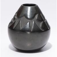 Deeply Carved Blackware Vase
