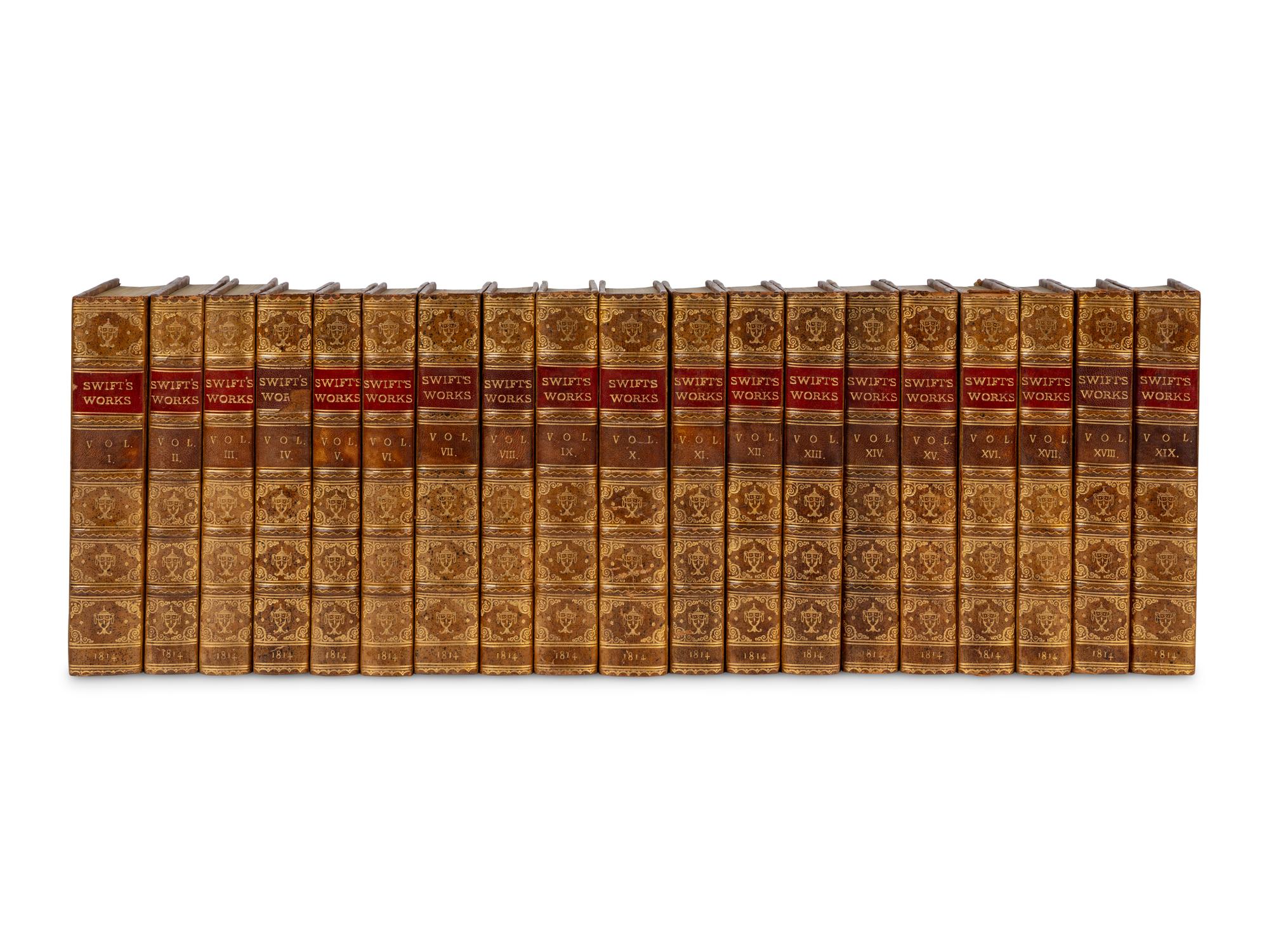 [BINDINGS]. A group of approximately 38 volumes, most in contemporary leather bindings, including works related to biography, history, and literature, including:
