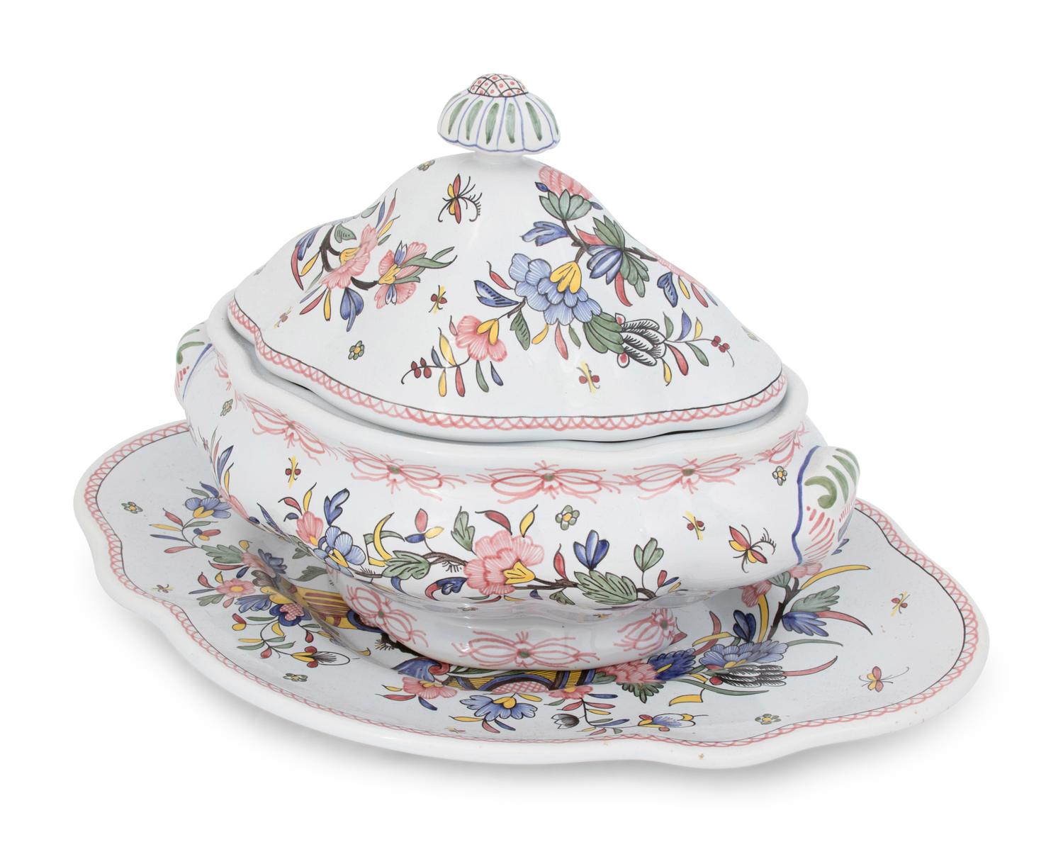 A Portuguese Faience Tureen and Tray