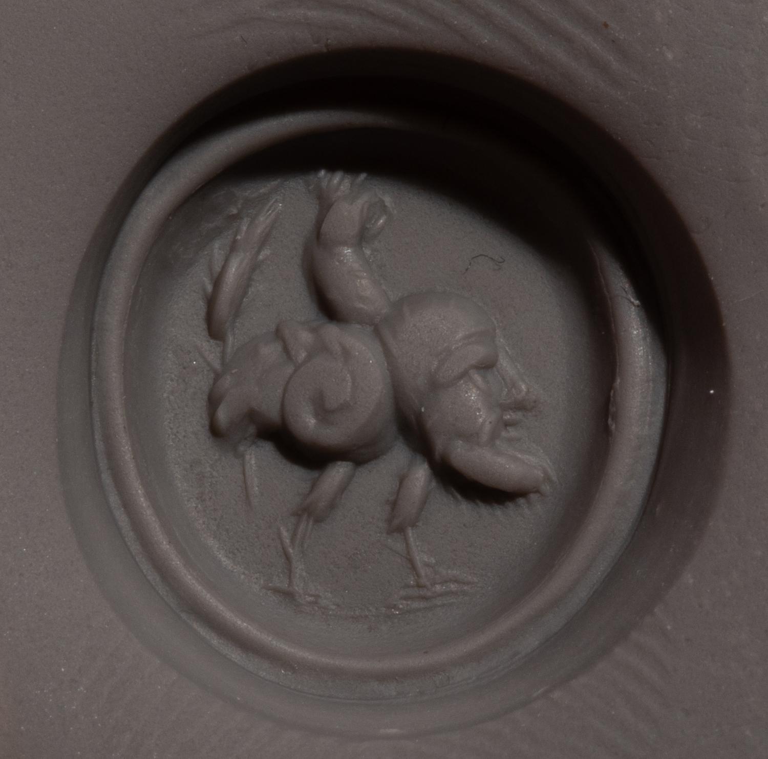 A Roman Nicolo Ring Stone with a Gryllos — Set in a gold ring