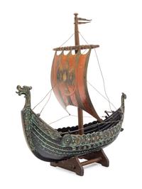 A Danish Bronze and Copper Model of a Langskip