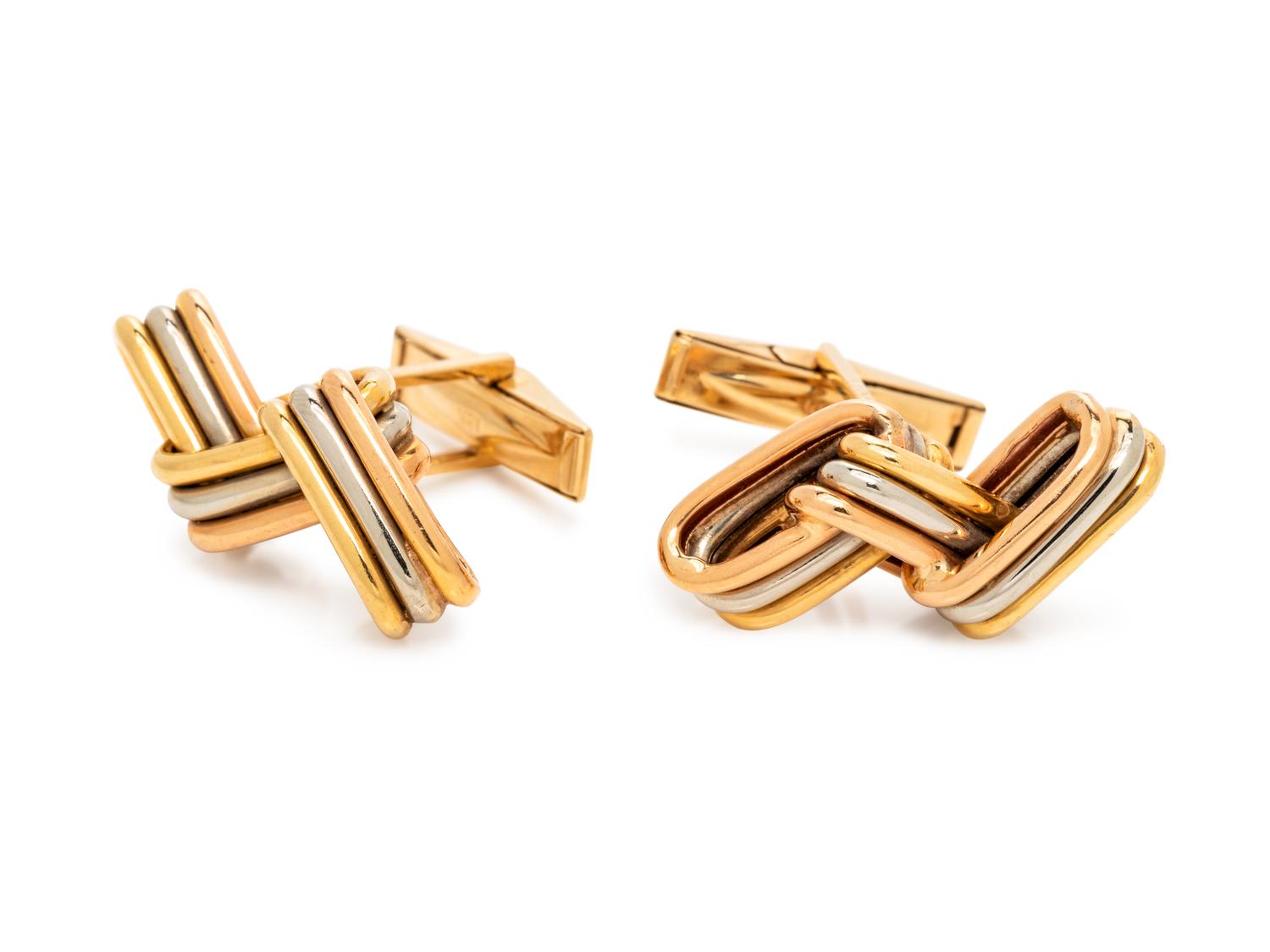 CARTIER, TRICOLOR GOLD CUFFLINKS