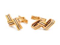 CARTIER, TRICOLOR GOLD CUFFLINKS