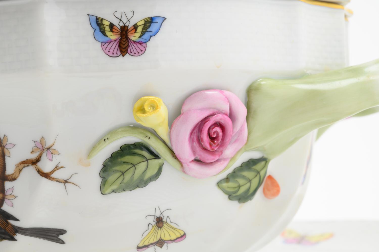 A Herend Porcelain Rothschild Bird Soup Tureen and Underplate