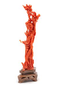 A Red Coral Figure of a Female Immortal
