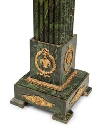 A Pair of Continental Gilt Bronze Mounted Marble Pedestals