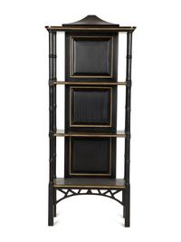 A Regency Style Ebonized and Parcel Gilt Decorated Etagere — 20th Century