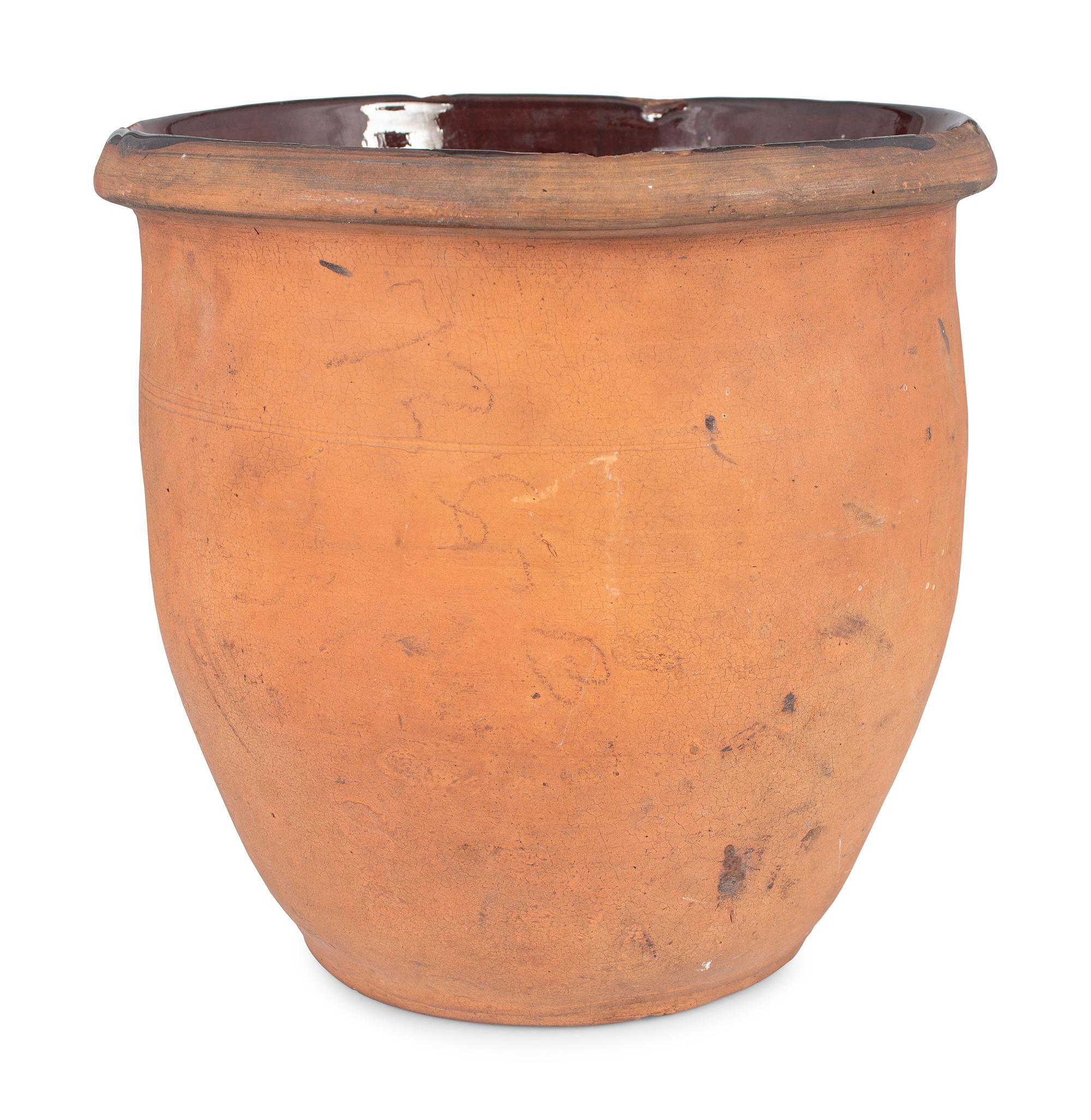 Four Redware Jars with Interior Glaze