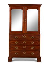 A George III Mahogany Bureau Cabinet