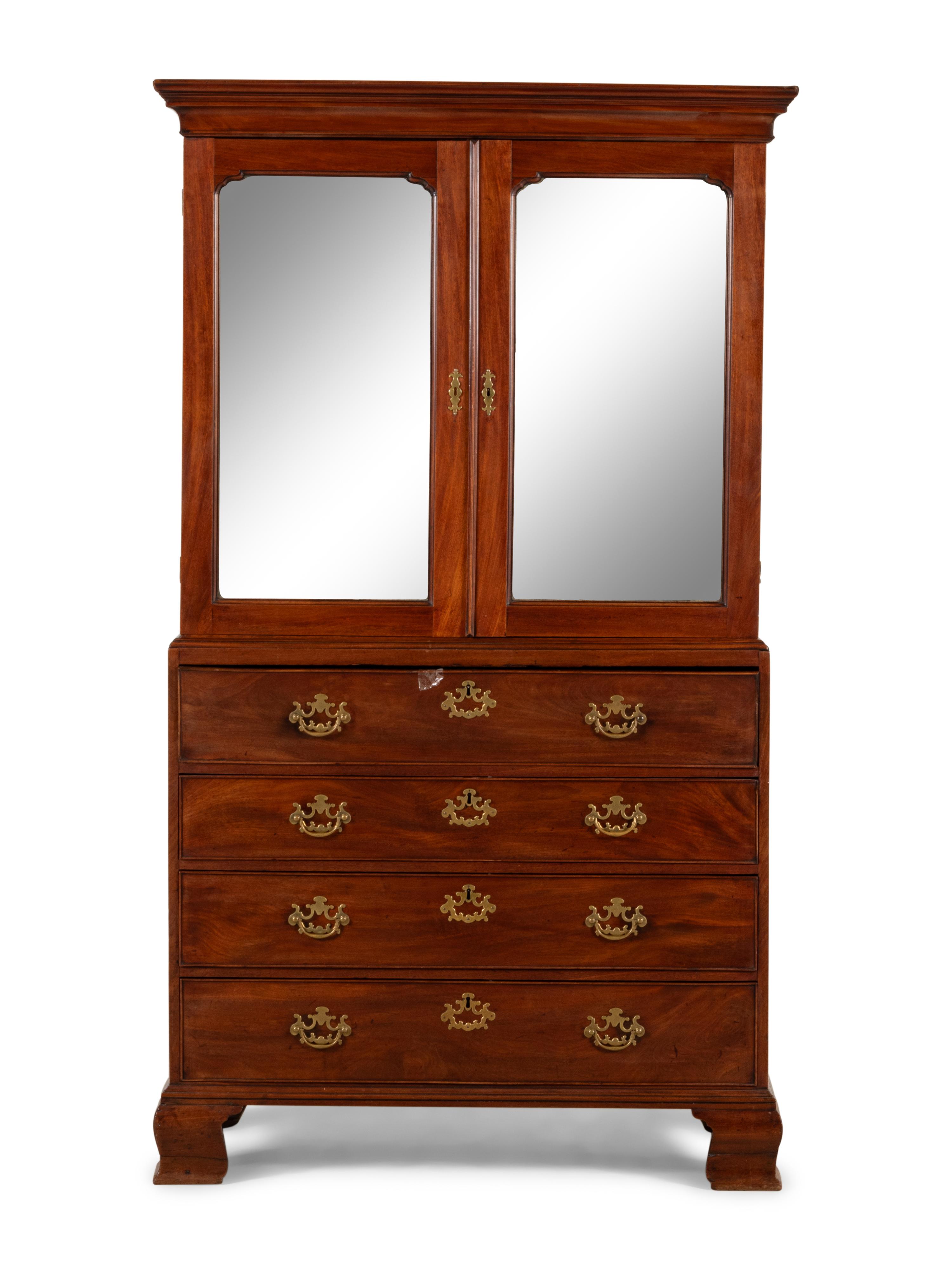 A George III Mahogany Bureau Cabinet