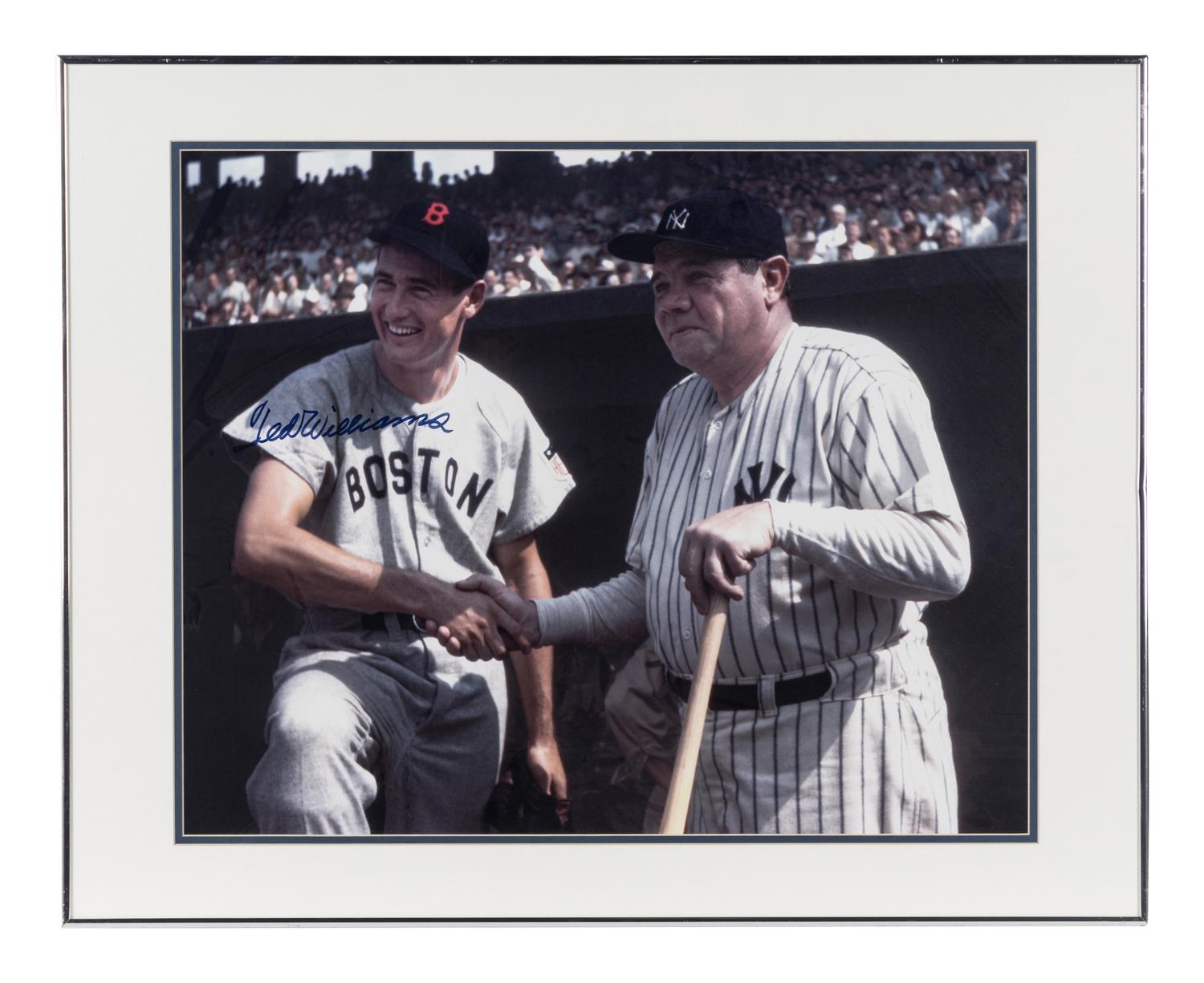 A Ted Williams Signed Autograph Oversized Photograph (With Babe Ruth),
