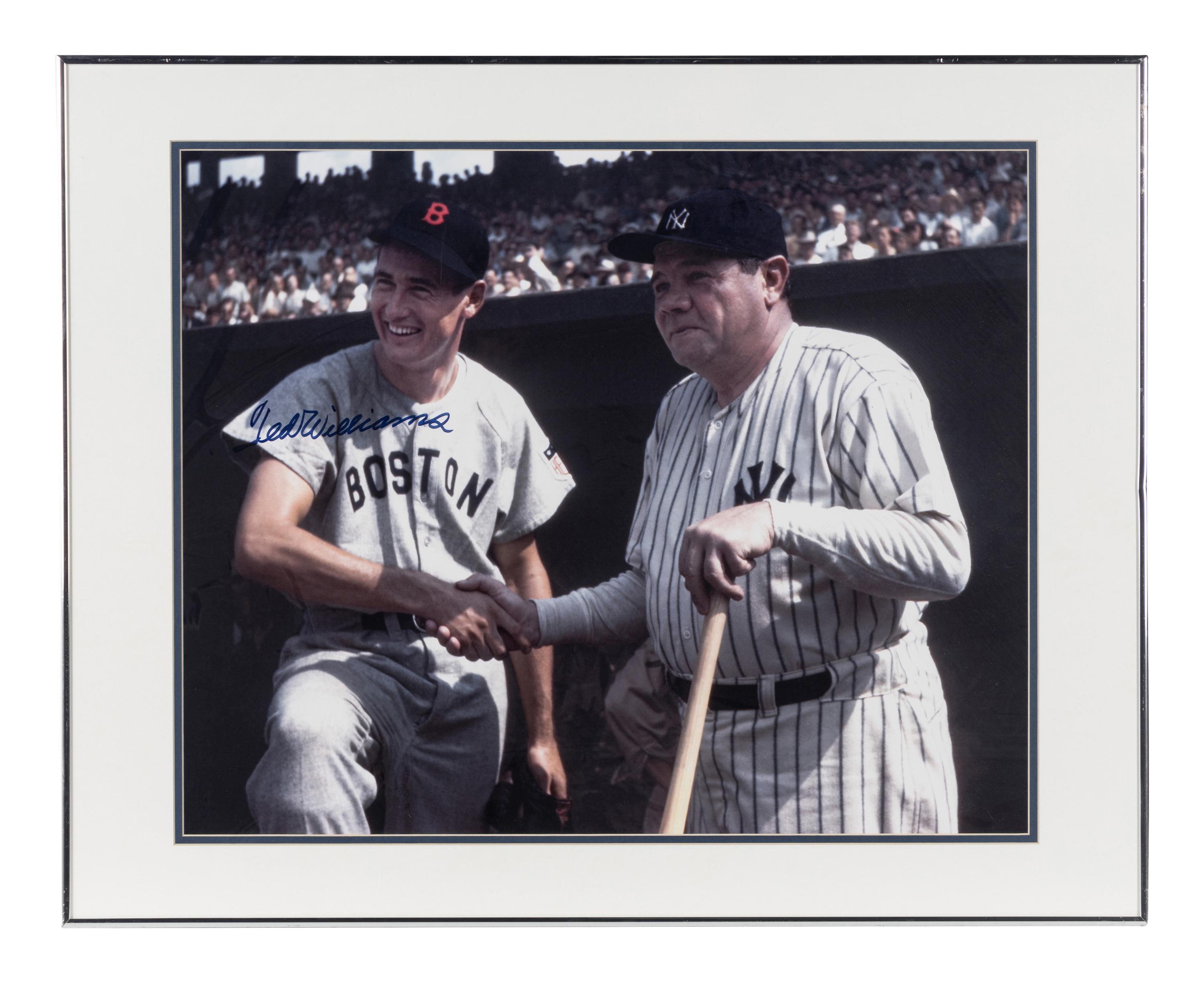 A Ted Williams Signed Autograph Oversized Photograph (With Babe Ruth),