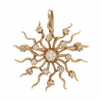 Yellow Gold and Diamond Pendant Brooch