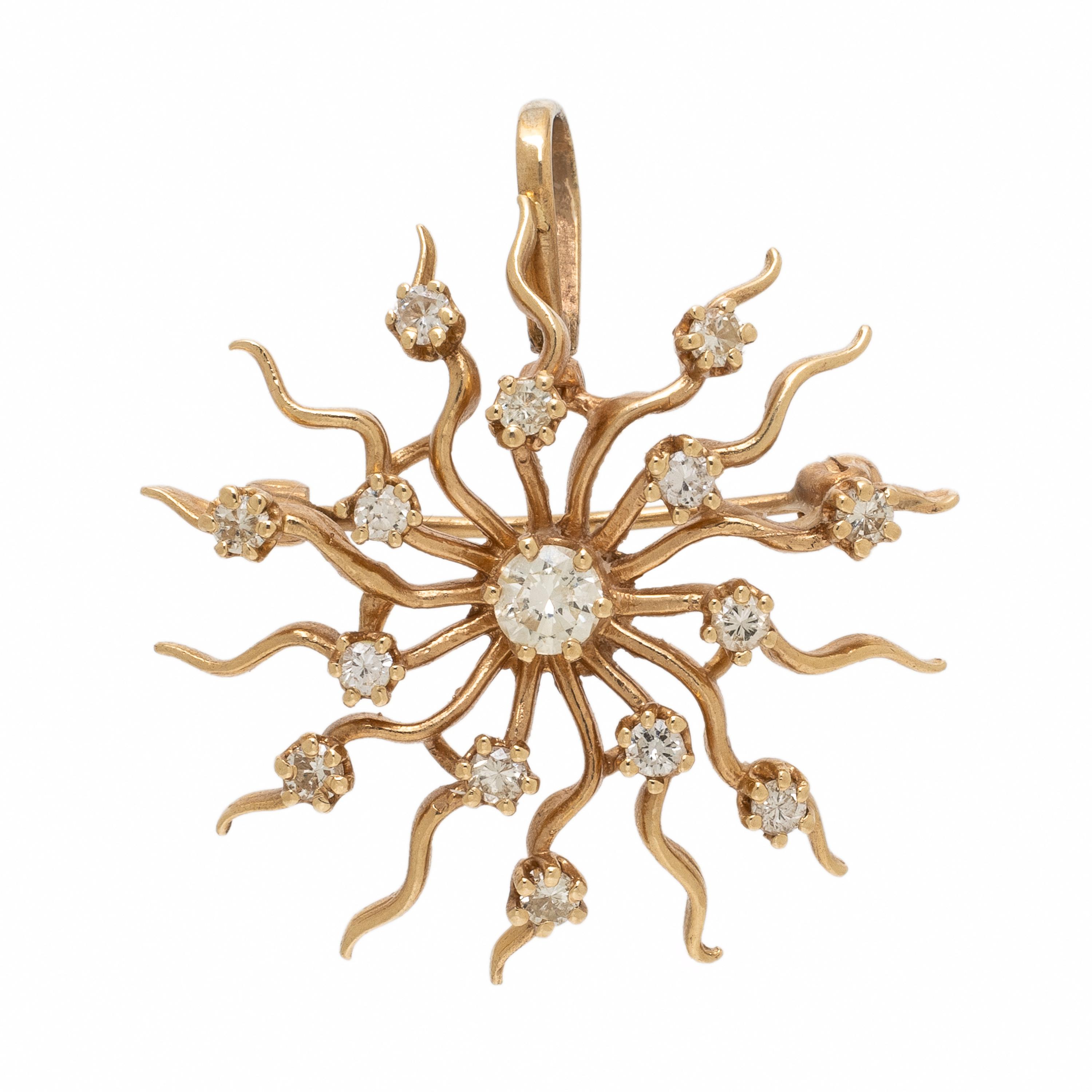 Yellow Gold and Diamond Pendant Brooch
