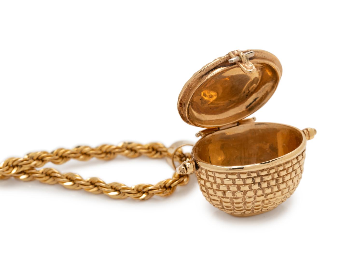 YELLOW GOLD NANTUCKET BASKET PENDANT/NECKLACE
