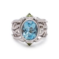 AQUAMARINE AND PERIDOT RING
