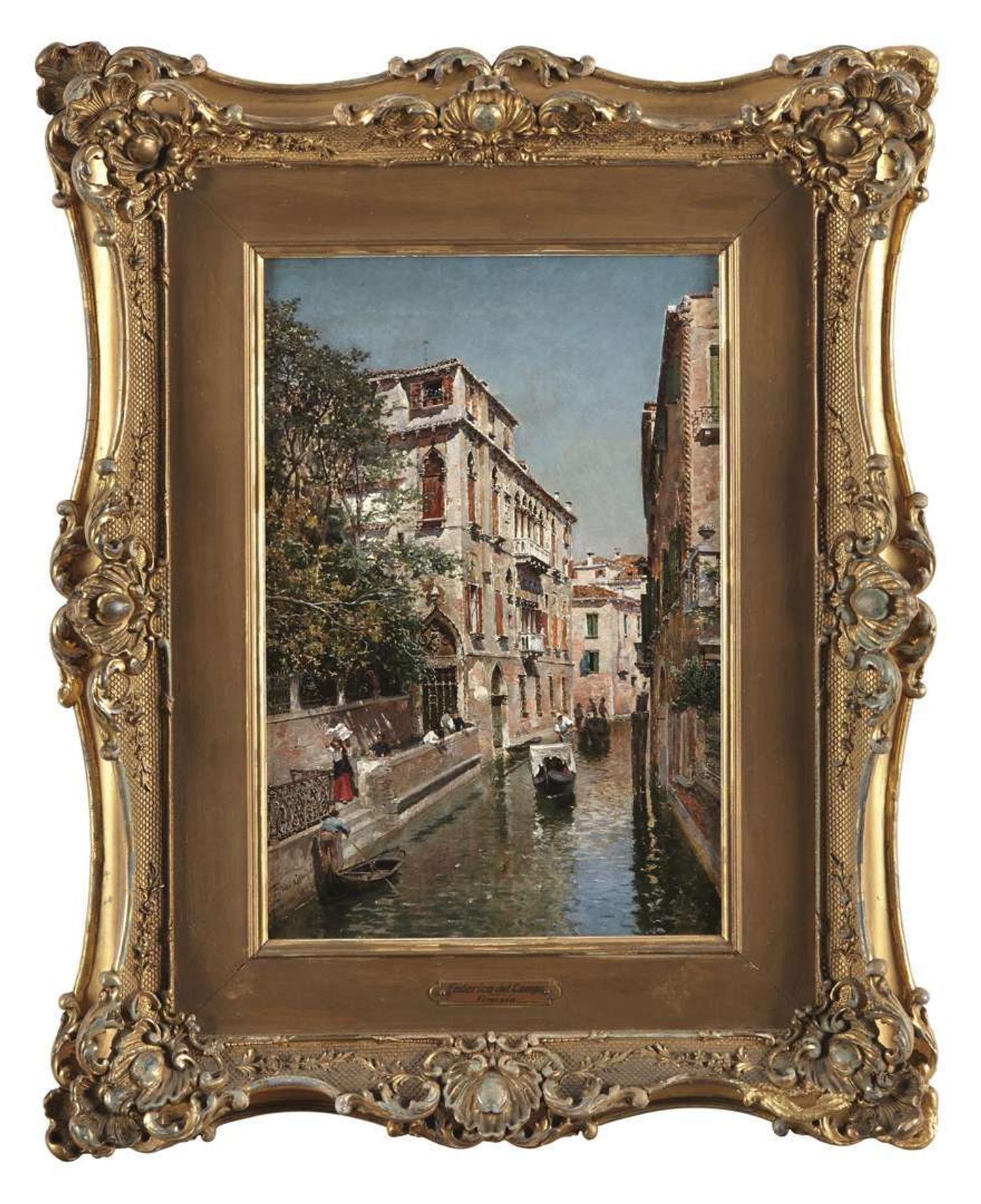 FEDERICO DEL CAMPO (PERUVIAN 1837–1927) VENETIAN CANALS; A PAIR