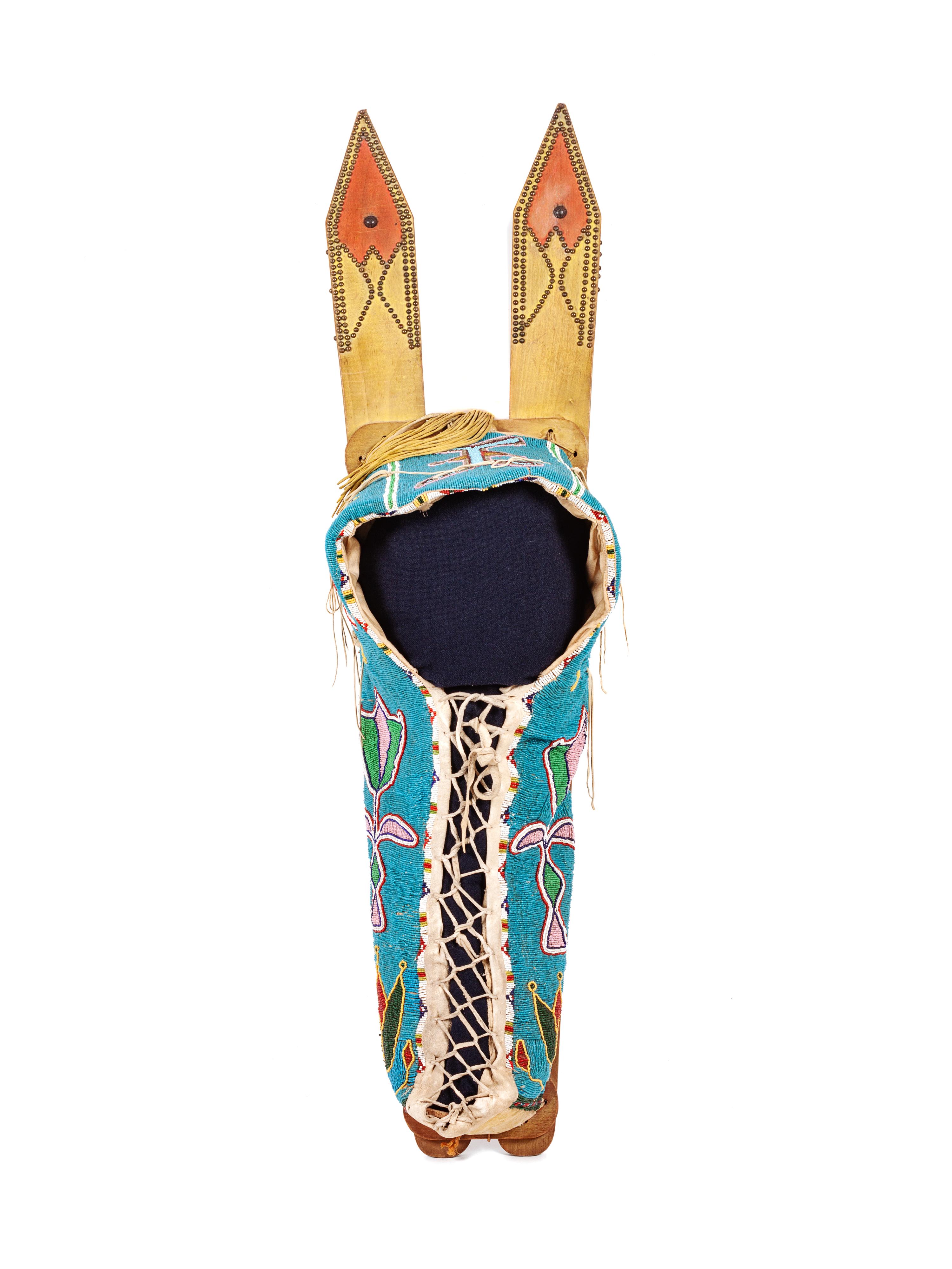 Kiowa Beaded Full-Size Cradle, with American Flags
