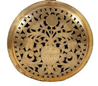 An English Wrought-Iron and Pierced and Engraved Brass Warming Pan